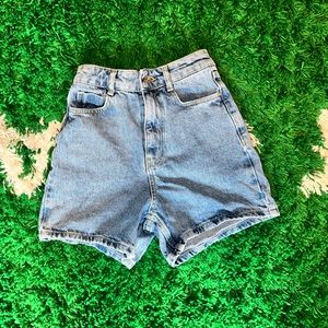 Zara High Waste Multi-button Denim Shorts